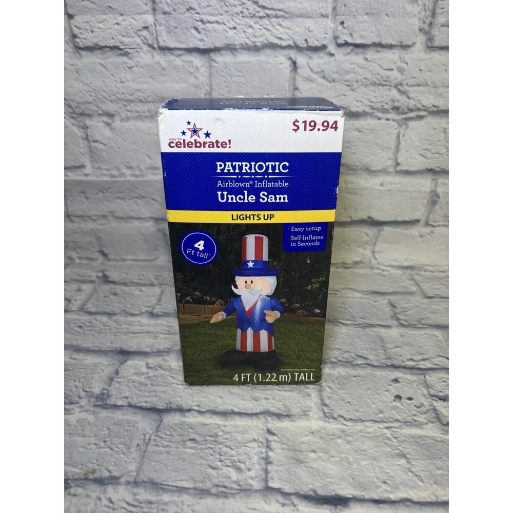 Uncle Sam 4 Foot Airblown Inflatable Patriotic Yard Decor ~ Lights Up July 4th - Picture 2 of 8